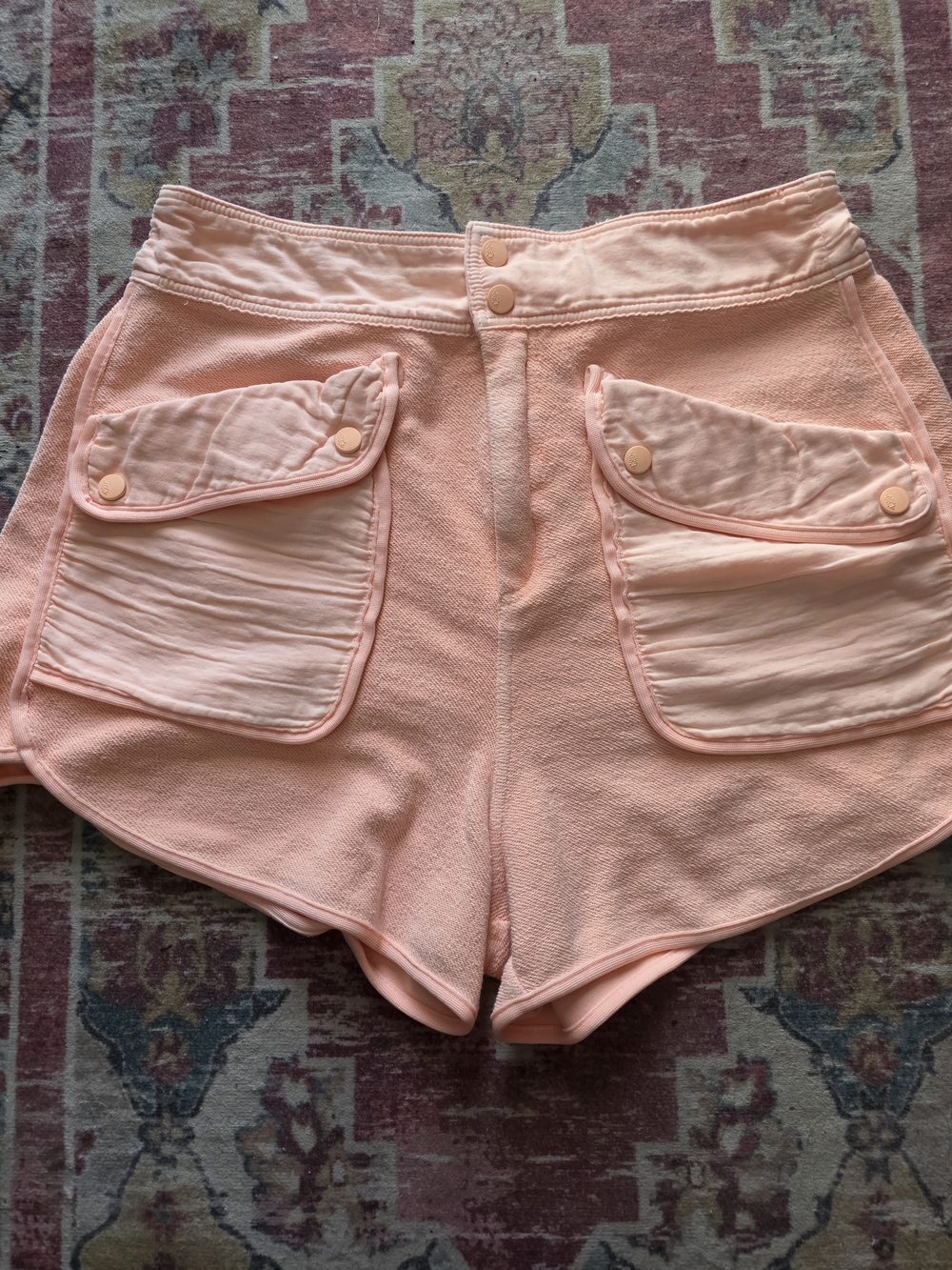 Free People Movement Terry Cloth Cargo Shorts Pink